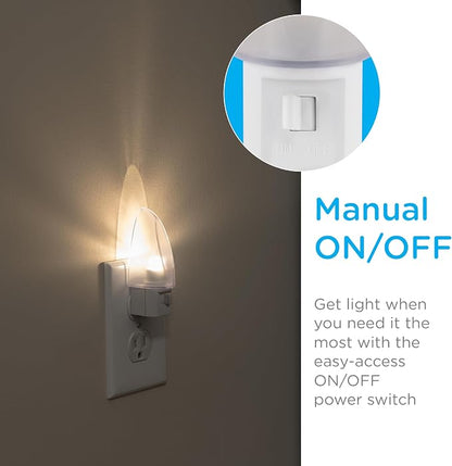 Lights by Night Plug in Night Light with Manual On Off Switch, Traditional Nightlight Plug into Wall, Warm White, Bedroom, Bathroom, Nursery, Hallway, Kitchen, UL Safety Listed, 11140
