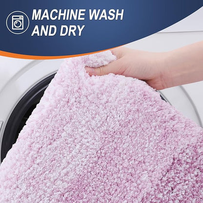 OLANLY Large Bathroom Rugs Mat 45x27, Extra Soft Absorbent Microfiber Bath Rugs, Rubber Backing, Quick Dry, Washable Bath Mat for Bathroom Floor, Tub and Shower, Home Decor Accessories, Pinkish-Purple