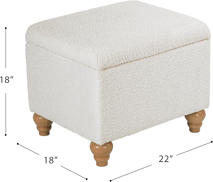 Homepop Home Decor | Upholstered MediumRectangular Storage Ottoman | Hinged Lid