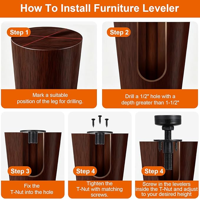 MAQUITA 12 Pack Furniture Leveling Feet Heavy Duty, Adjustable Furniture Feet