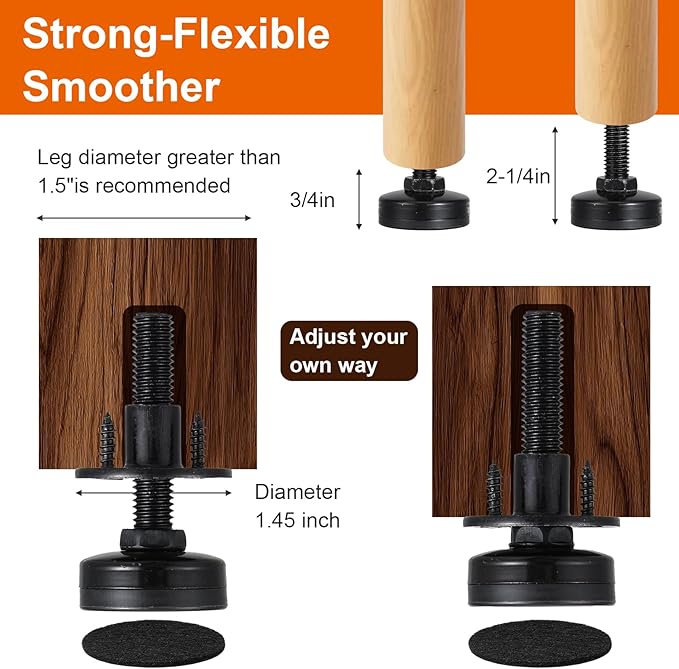 MAQUITA 12 Pack Furniture Leveling Feet Heavy Duty, Adjustable Furniture Feet