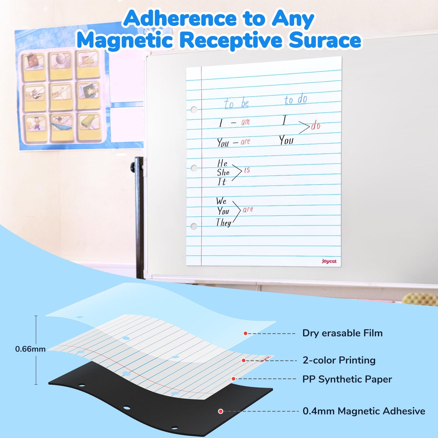 JoyCat Giant Magnetic Dry Erase Notebook Paper, 22" L x 28" H Handwriting Lined White Board for Classroom Must Haves,Whiteboard Accessories for Homeschool Teaching Supplies