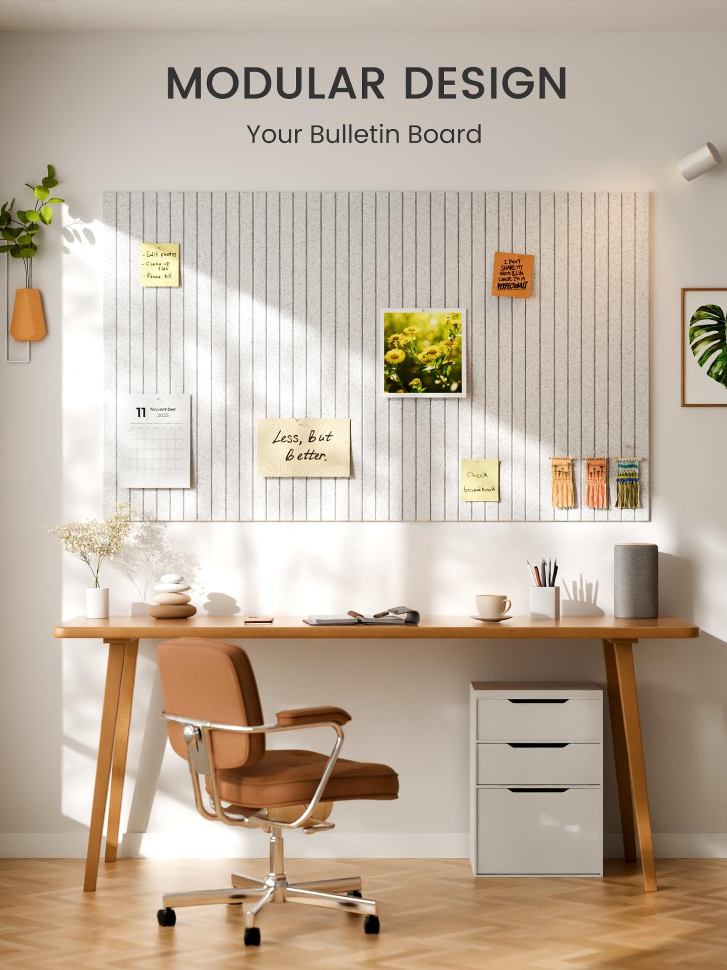 Bumusty Large Cork Board Alternative-48 x 36" Felt Bulletin Board Tiles, with 30 Pushpins, 70 Adhesive Tabs, Fine-Stripe 12-Pack, Cork Boards for Office Push Pin Board Felt Board-Light Gray