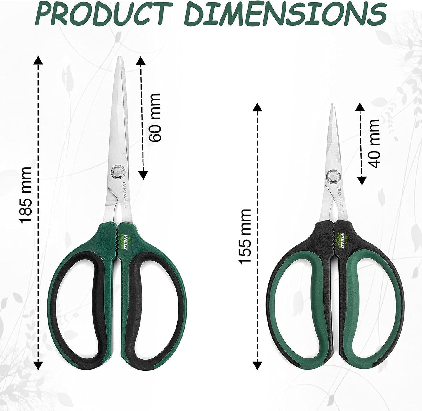 Yieldcropper Hydroponic 2-Pack Bonsai Scissors and Plant Trimming Shears Set - Stainless Steel Pruning Shears for Indoor Gardening, Succulent Harvest, and Precision Plant Care
