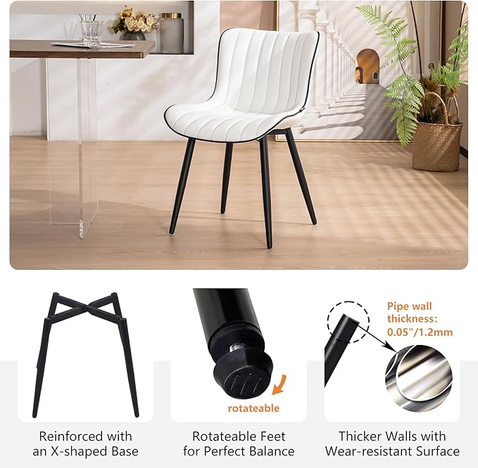 YOUNUOKE Mid-Century Modern Dining Chairs Set of 2, Armless Accent Chair