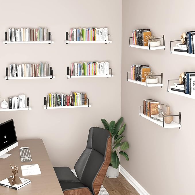 Floating Shelves, 24 Inches Easy to Install Wall Mounted Shelves, Rustic Wood