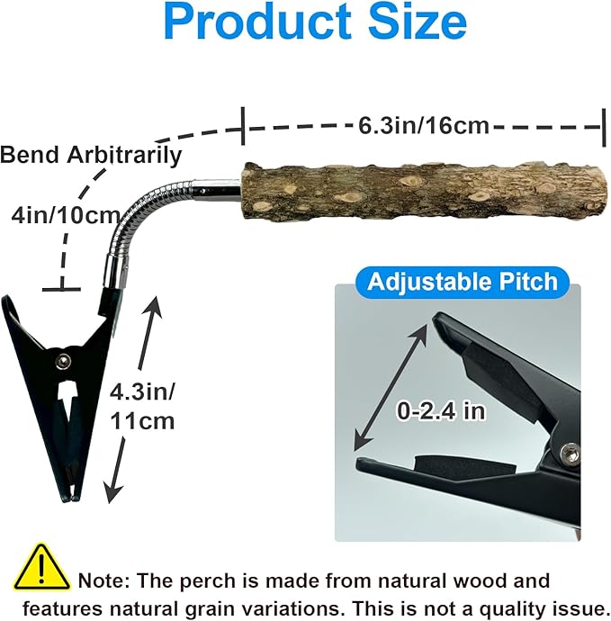 Bird Perch Stand for Trash Can, Adjustable & Portable Parrot Stand, Bendable Bird Training Perch for Cockatiels, Conures, Lovebirds and Medium & Small Parrots