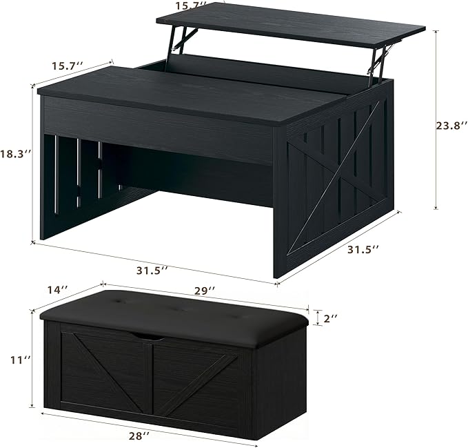 HUAHUU Coffee Table, 31.5 Lift Top Coffee Tables