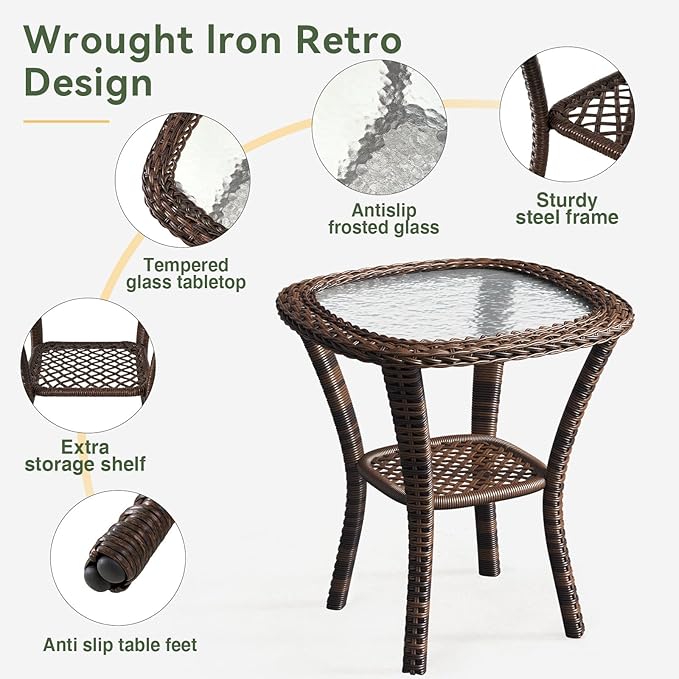 Aoxun 3 Pieces Patio Furniture Set, Patio Swivel Rocker Chairs Set of 2