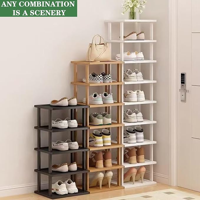 SAN HE Bamboo Shoe Rack 17 Tier- Vertical Shoe Rack