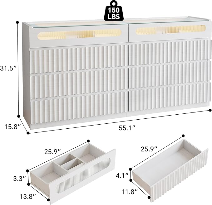 senlin Fluted 8 Drawer Dresser,