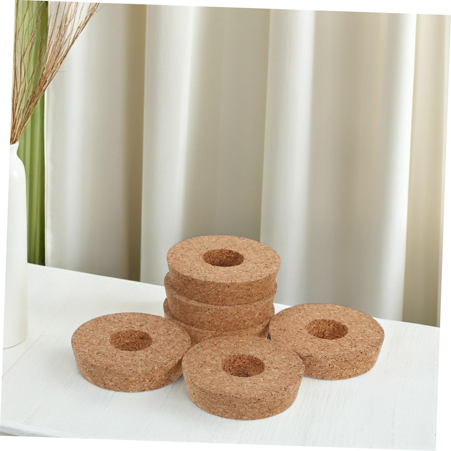 YARNOW 6pcs Decorative Glass Bottles Ventilated Cork Stopper for Hydroponic Plants Terrarium and Crafts Unique Center Hole Design