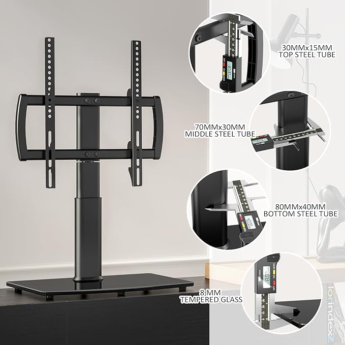 Universal Swivel/Table Top TV Stand 27 to 60 inch TVs 80 Degree Swivel