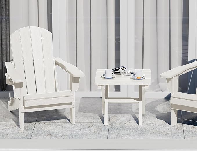 SERWALL Folding Outdoor Side Table Set of 2, Portable Adirondack Side Table