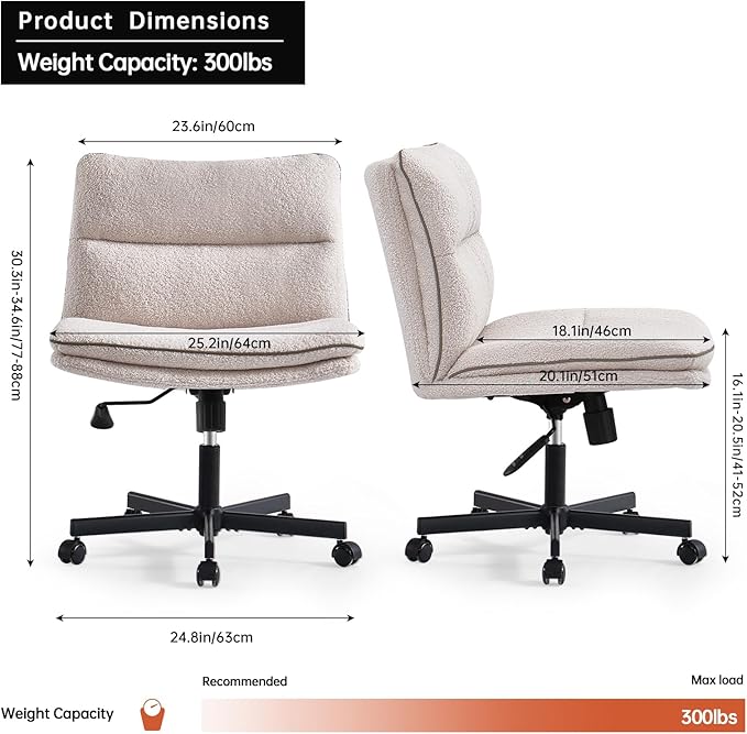 EMIAH Armless Office Desk Chair