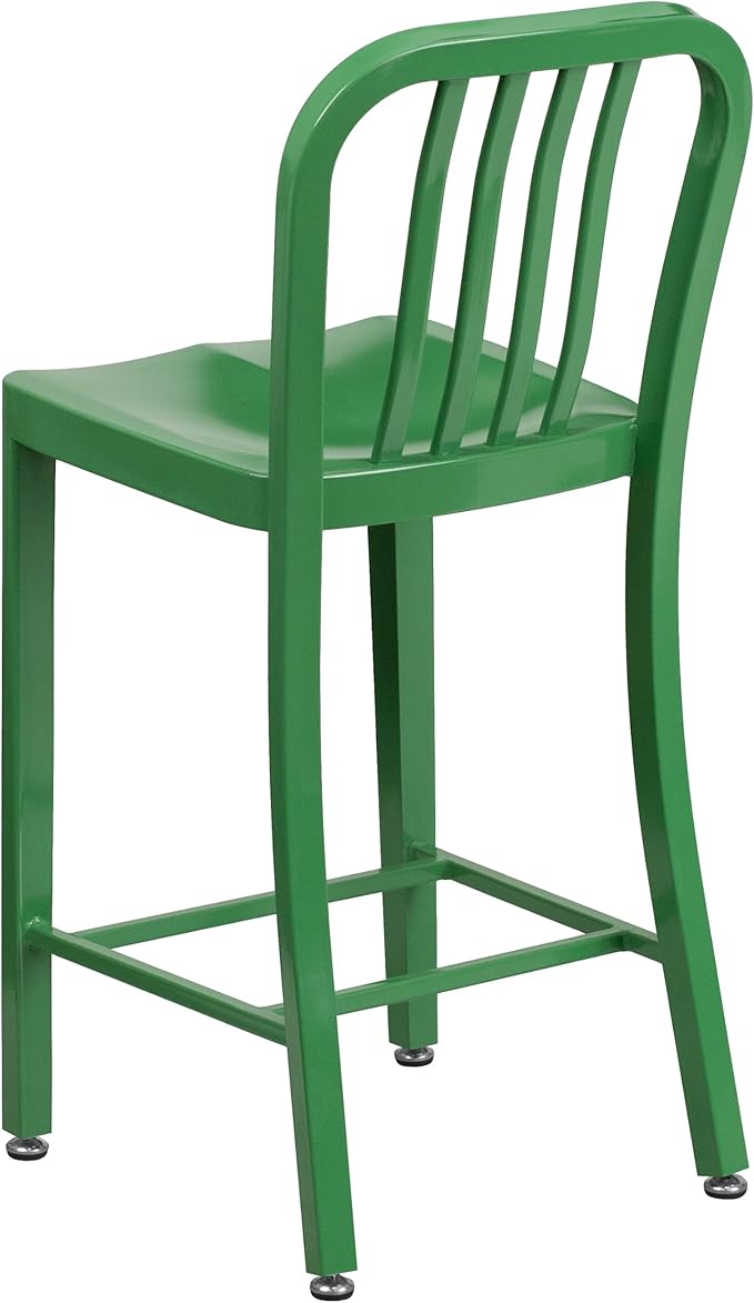 Flash Furniture Commercial Grade 24" High Green Metal Indoor-Outdoor Counter