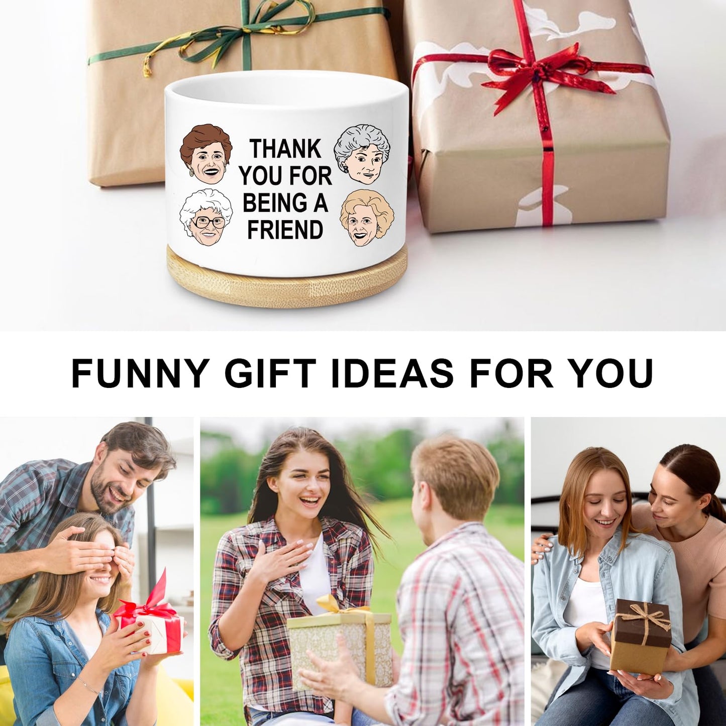 Friend Gifts for Women, Funny Succulent Planter, Flower Cactus Plant Pot, Friendship Gifts for Friend Bestie Sister Birthday, Thank You for Being a Friend Golden Girls Merchandise (Plant Not Included)