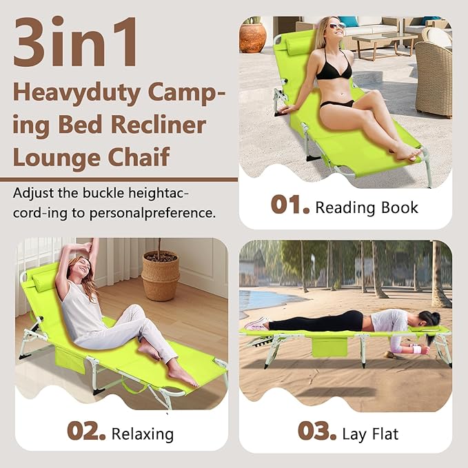 3-in-1 Heavy Duty Tanning Chair