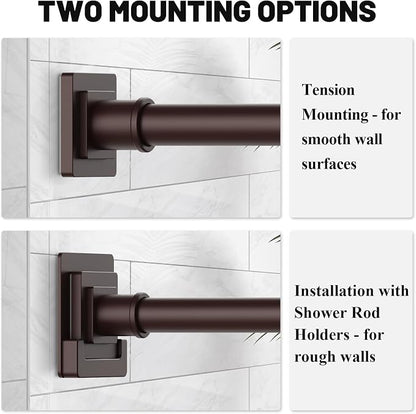 UIOSANRT Brown Shower Curtain Rod 31-68 inches, Stainless Steel Shower Rod & Tension Rod, Adjustable Tension Shower Curtain Rod for Bathroom, Windows, Closet
