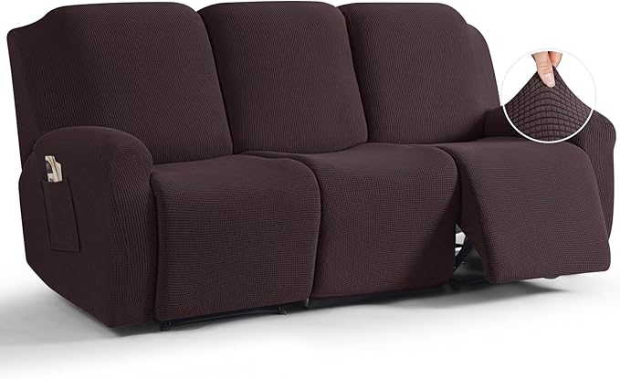 TAOCOCO Recliner Couch Covers for 3 Seat, 8-Pieces Stretch Large Couch Covers