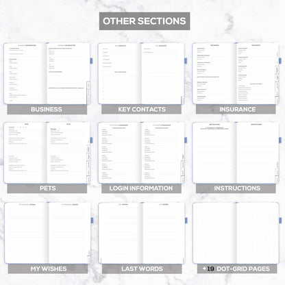 Clever Fox Large End of Life Planner – Guided Final Arrangements Organizer Notebook for Instructions, Beneficiary Info, Will Preparation, Last Wishes & Funeral Planning – 8.5" x 11" (Smoke Blue)