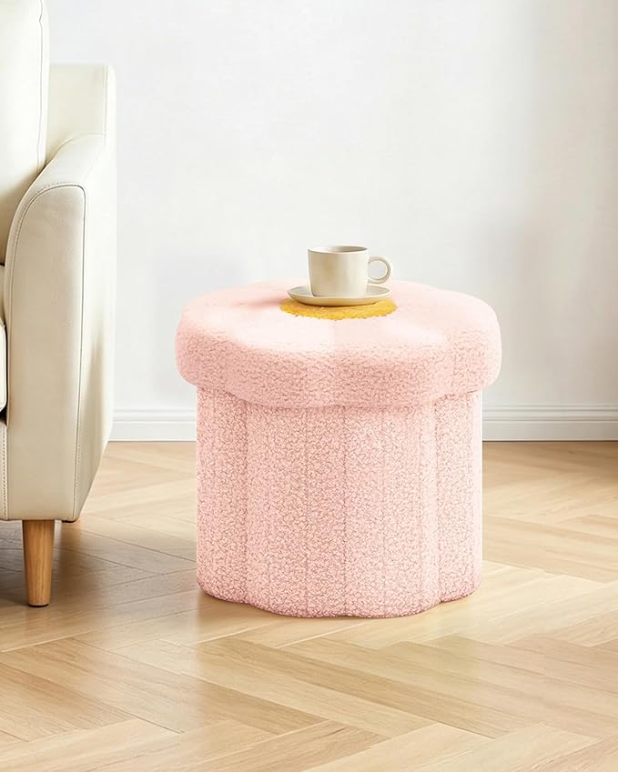 B FSOBEIIALEO Storage Ottoman Foldable, Sunflower Shaped Small Footrest
