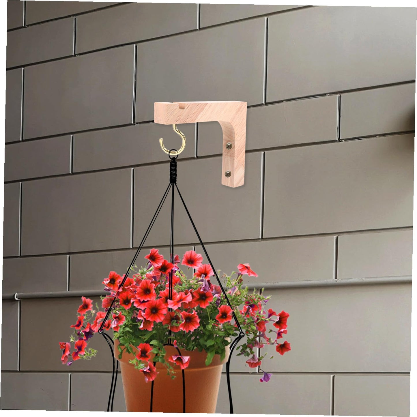 jojofuny 2pcs Wood Plant Wall Hooks Heavy Duty Hanging Plant Hangers for Indoor Outdoor Garden Planter Hooks with Natural Wood Finish