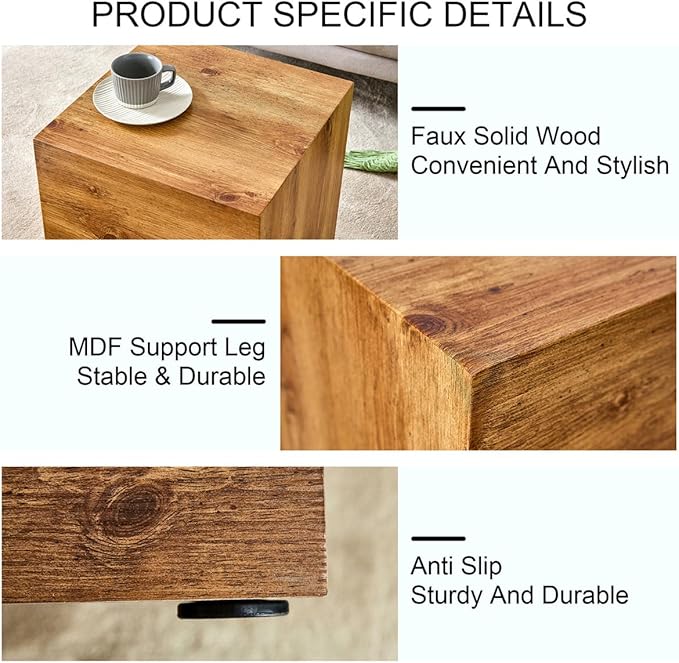End Table, Side Table Living Room Table, Modern Sofa Couch Table, Faux Marble