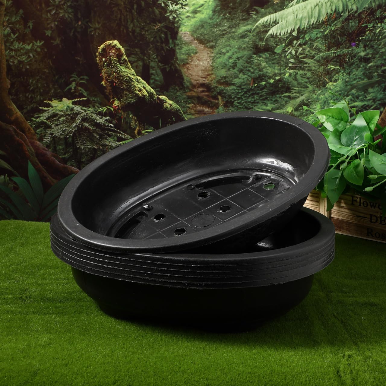 Kisangel 6pcs Large Oval Gardening Pots Plastic Plant Containers with Drainage Holes for Outdoor Indoor Flower Pots Planters Suitable for Garden and Patio Use