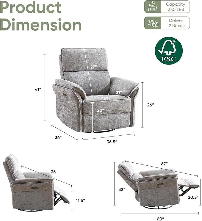 Power Swivel Rocker Recliner, Glider Recliner Nursery Chair