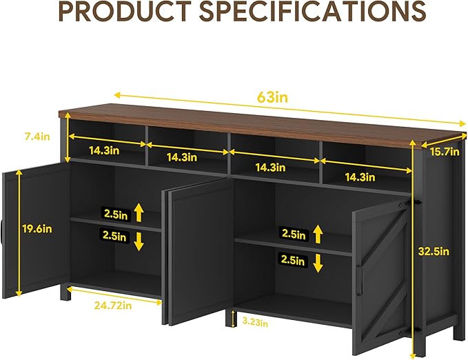 knoworld 63'' Buffet Sideboard