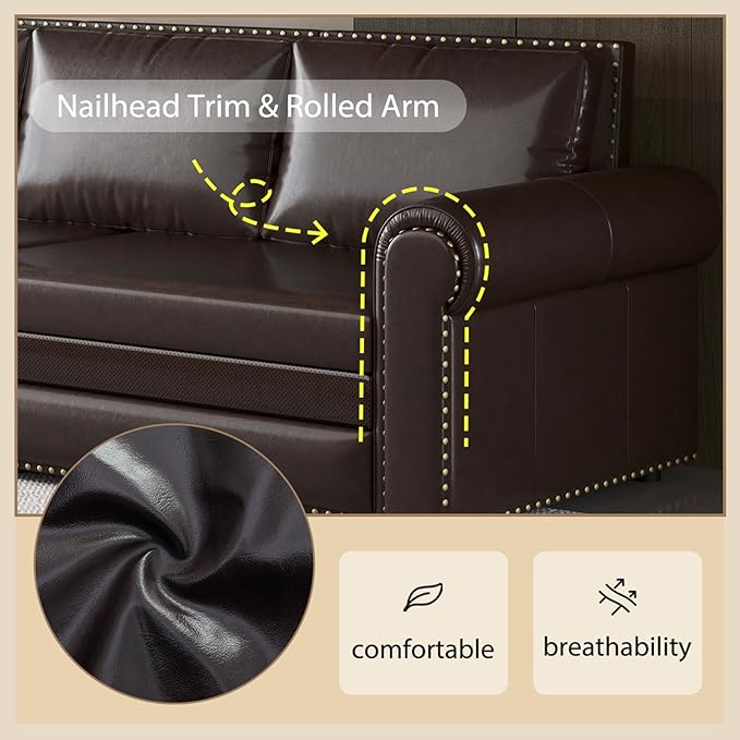 Faux Leather Sleeper Sofa Couch