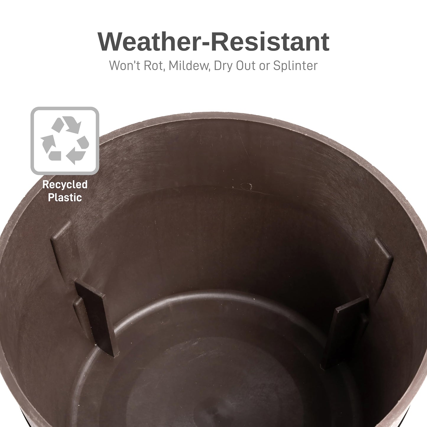 RTS Home Accents Better Barrel Heavy Duty 24” Planter with Rusting Steel Bands, Walnut Color