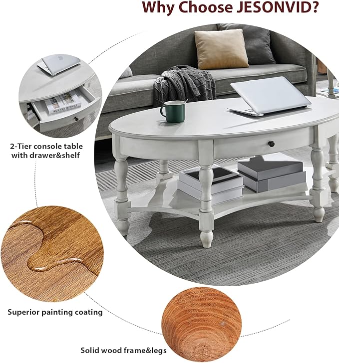 Solid Wood Oval Coffee Table