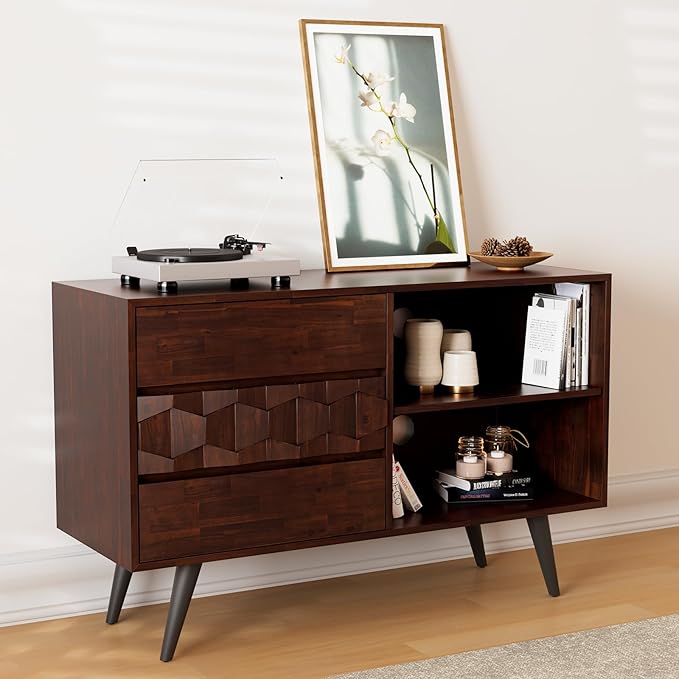 Bme Georgina 45 Inch Solid Wood TV Stand, Under 10 Minutes Assembly