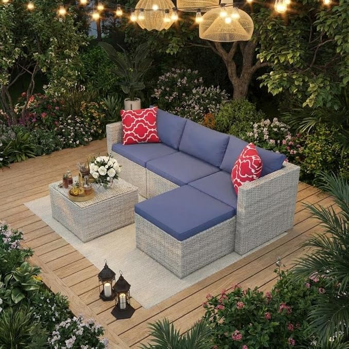 5-Piece Outdoor Sectional Sofa Set, Outdoor Patio Set Sectional Sofa,