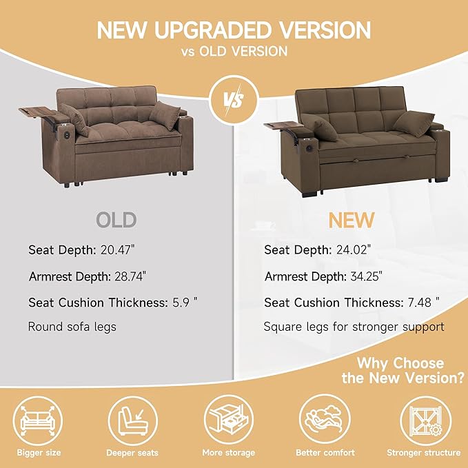 Auvsoce 65'' Chaise Lounge Chair Indoor, 3-in-1 Convertible Sofa Bed