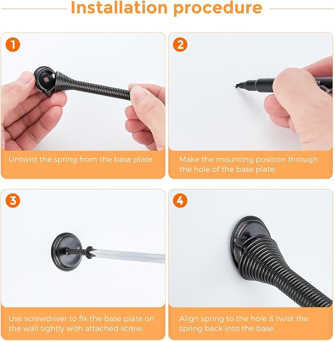 Ravinte Door Stoppers, 36 Pack Black Spring Door Stops with Rubber Bumper, Door Stoppers for Bottom of Door