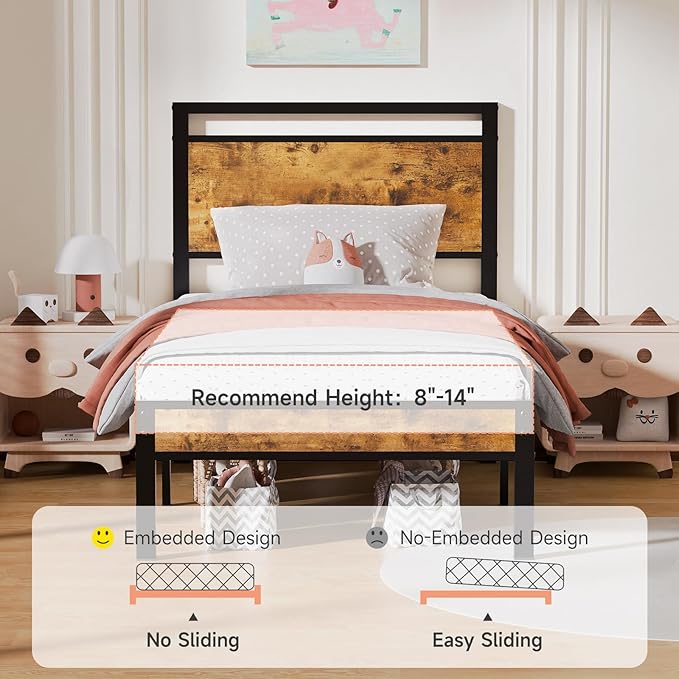 Z-hom Upgraded Twin Bed Frames, Heavy Duty Metal Sturdy Bed Frame Twin Size
