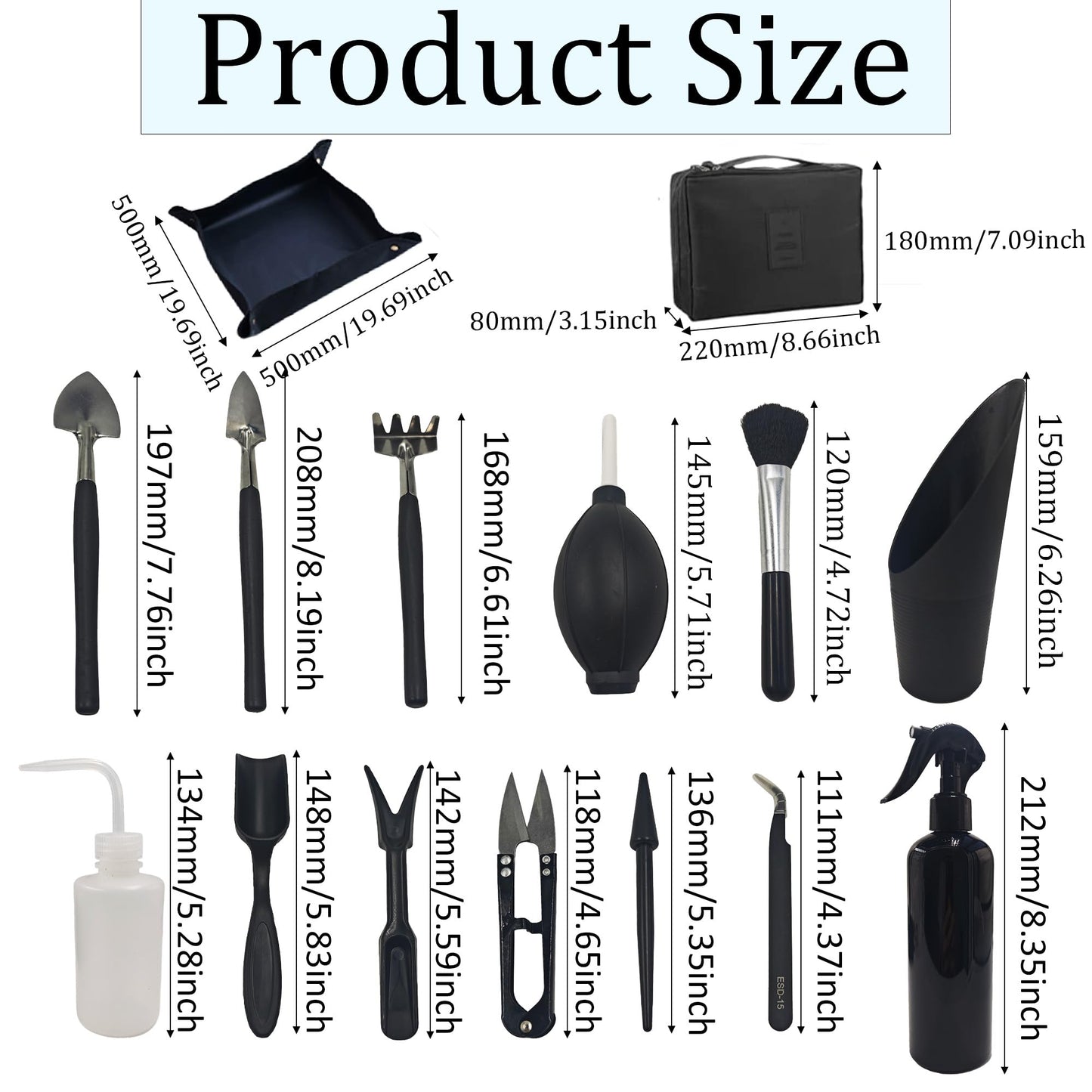 bociloy 15Pcs Succulent Tools Kit with Organizer Bag Plant Repotting Mat Mini Garden Transplanting Tools for Indoor Outdoor Miniature Plant Care