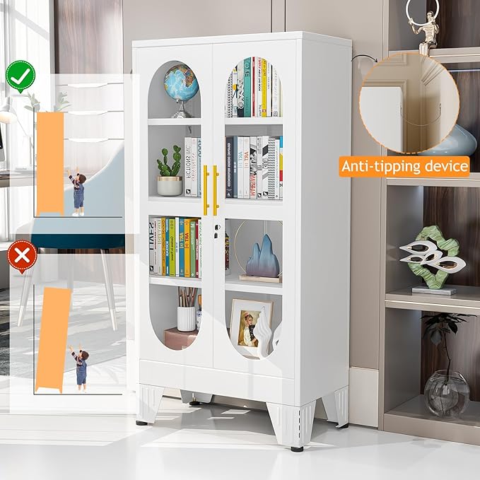 PAOFIN 47" H Locking Display Cabinet