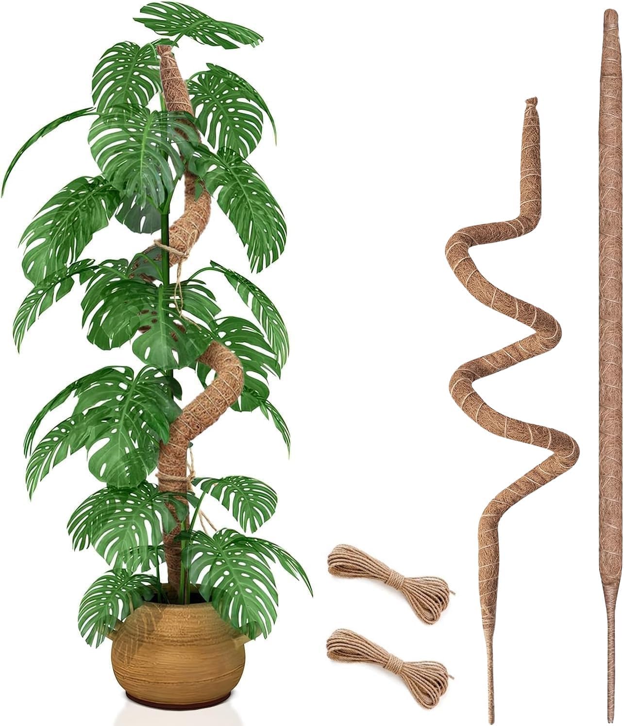 2 Pack 60 Inch Moss Pole, Bendable Moss Pole for Plants Monstera, Tall Moss Poles for Climbing Plants Indoor, Large Support, Garden Trellis Stick Stakes for Plant