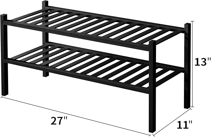 ROMGUAR CRAFT 2 Tier Bamboo Shoe Rack