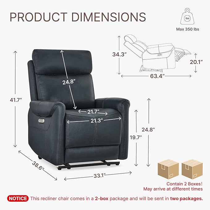 KISLOT Leather Recliner Chair Set of 2, Wall Hugger RV Recliners