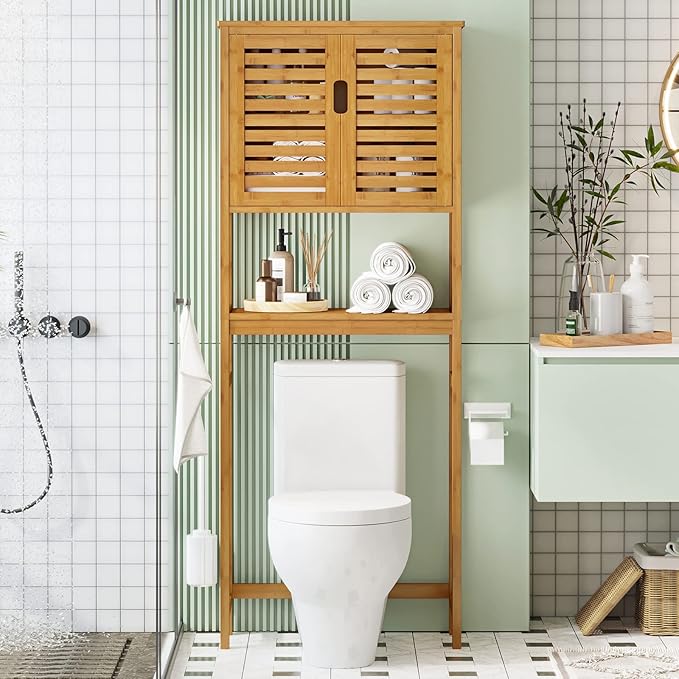 VIAGDO Over The Toilet Storage Cabinet, Tall Bathroom Cabinet Organizer
