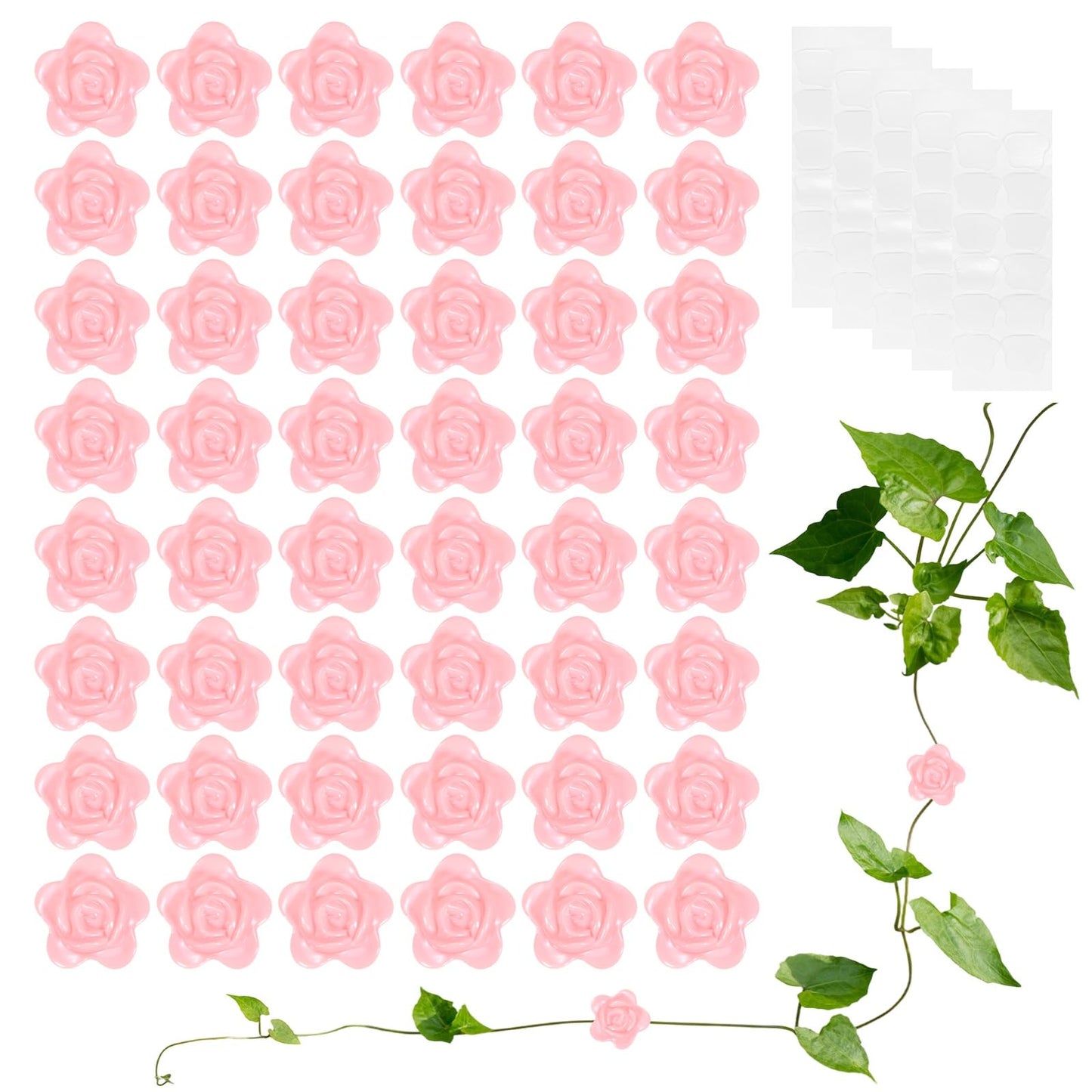 M METERXITY 100 Pack Plant Wall Clips, Self-Adhesive Plant Climbing Wall Clips Fixer with Acrylic Adhesive Sticker for Vine Support/Indoor/Outdoor Decor [Rose-Pink]