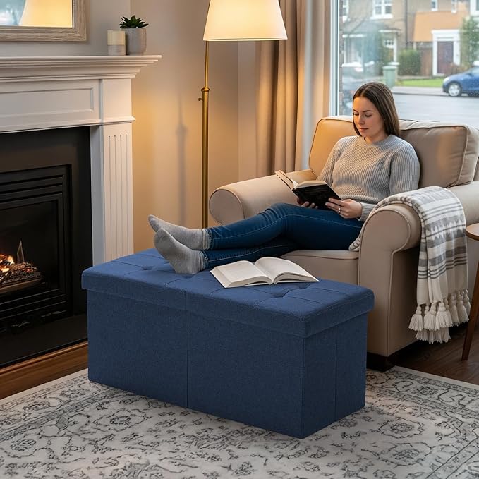 30.5-INCH Storage Ottoman Bench, Footrest