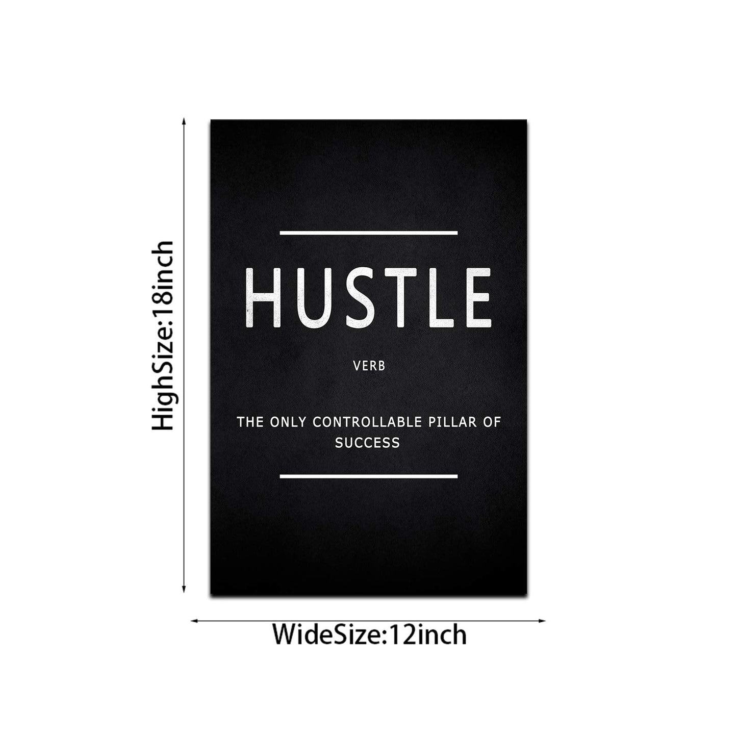 Hustle Wall Art Motivational Quotes Wall Art Decor for Office Bedroom Artwork Framed and Ready to Hang(12×18inch)