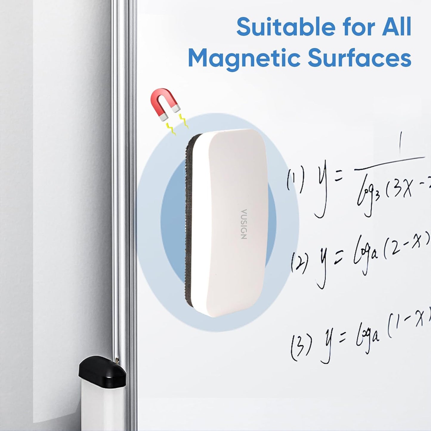 VUSIGN Magnetic Dry Erase Whiteboard Eraser, Glass Board Eraser for Dry Erase Board, Glass Board, Calendar Board, Office, Home,School Supplies, 2 Pack