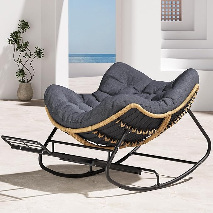SWITTE Outdoor Papasan Rocking Chair